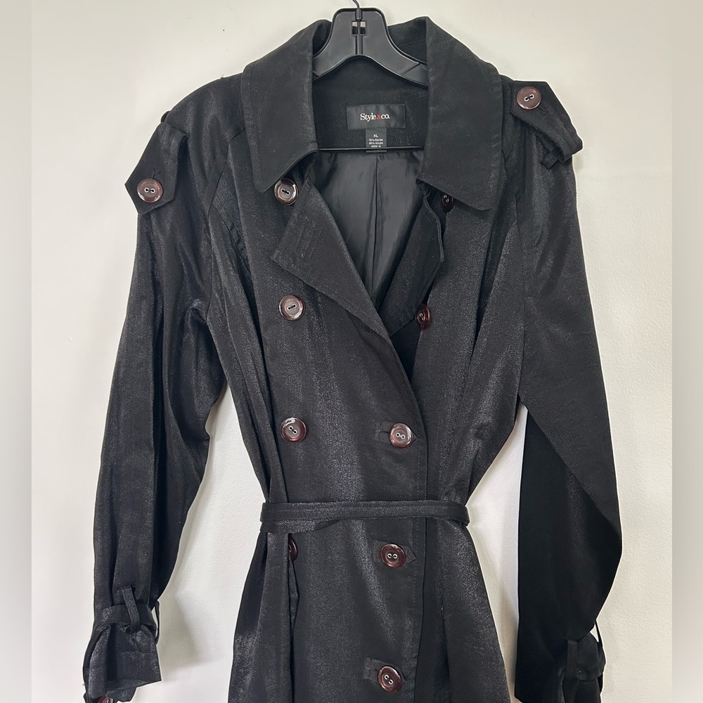 Style & Co. Black Long Sleeve Trench Dress - Picture 2 of 5